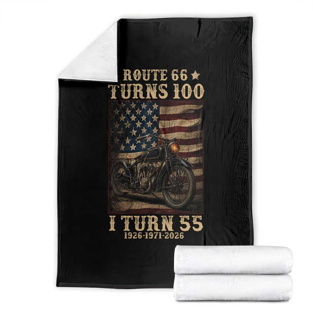 Route Highway 66 Turns 100 I Turn 55 Throw Blanket Vintage 1971 American Motorcycle Lover 55th Birthday Gift TS14 Black Print Your Wear