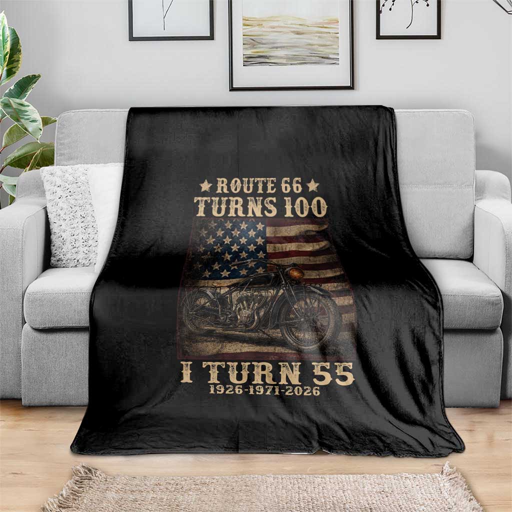 Route Highway 66 Turns 100 I Turn 55 Throw Blanket Vintage 1971 American Motorcycle Lover 55th Birthday Gift