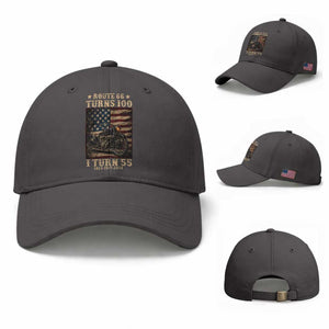 Route Highway 66 Turns 100 I Turn 55 Baseball Cap Vintage 1971 American Motorcycle Lover 55th Birthday Gift