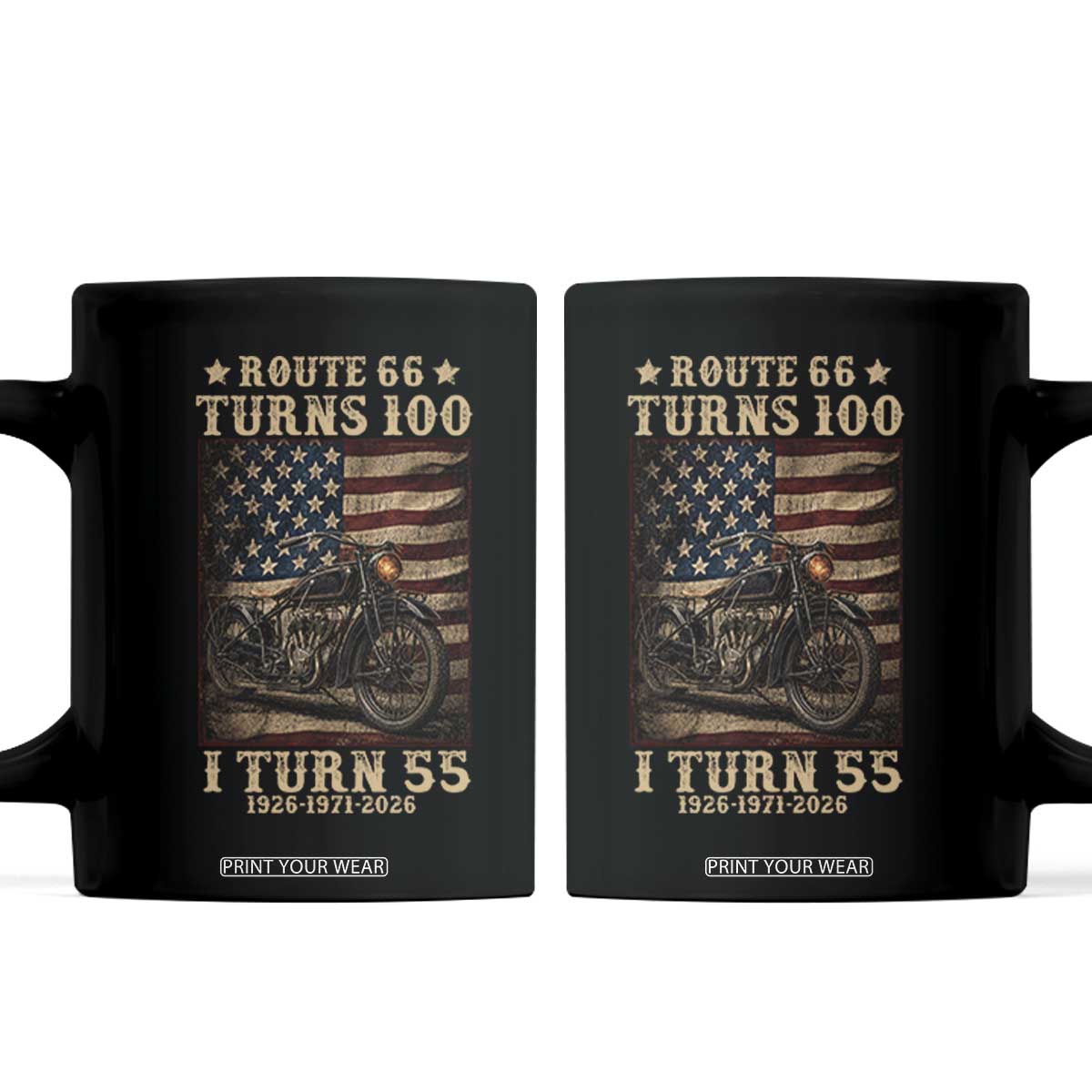 Route Highway 66 Turns 100 I Turn 55 Coffee Mug Vintage 1971 American Motorcycle Lover 55th Birthday Gift