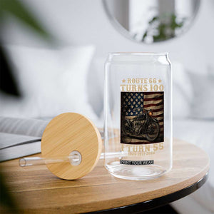 Route Highway 66 Turns 100 I Turn 55 Glass Can Vintage 1971 American Motorcycle Lover 55th Birthday Gift