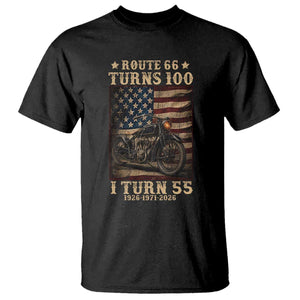 Route Highway 66 Turns 100 I Turn 55 T Shirt Vintage 1971 American Motorcycle Lover 55th Birthday Gift