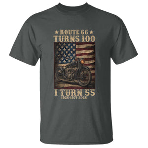 Route Highway 66 Turns 100 I Turn 55 T Shirt Vintage 1971 American Motorcycle Lover 55th Birthday Gift