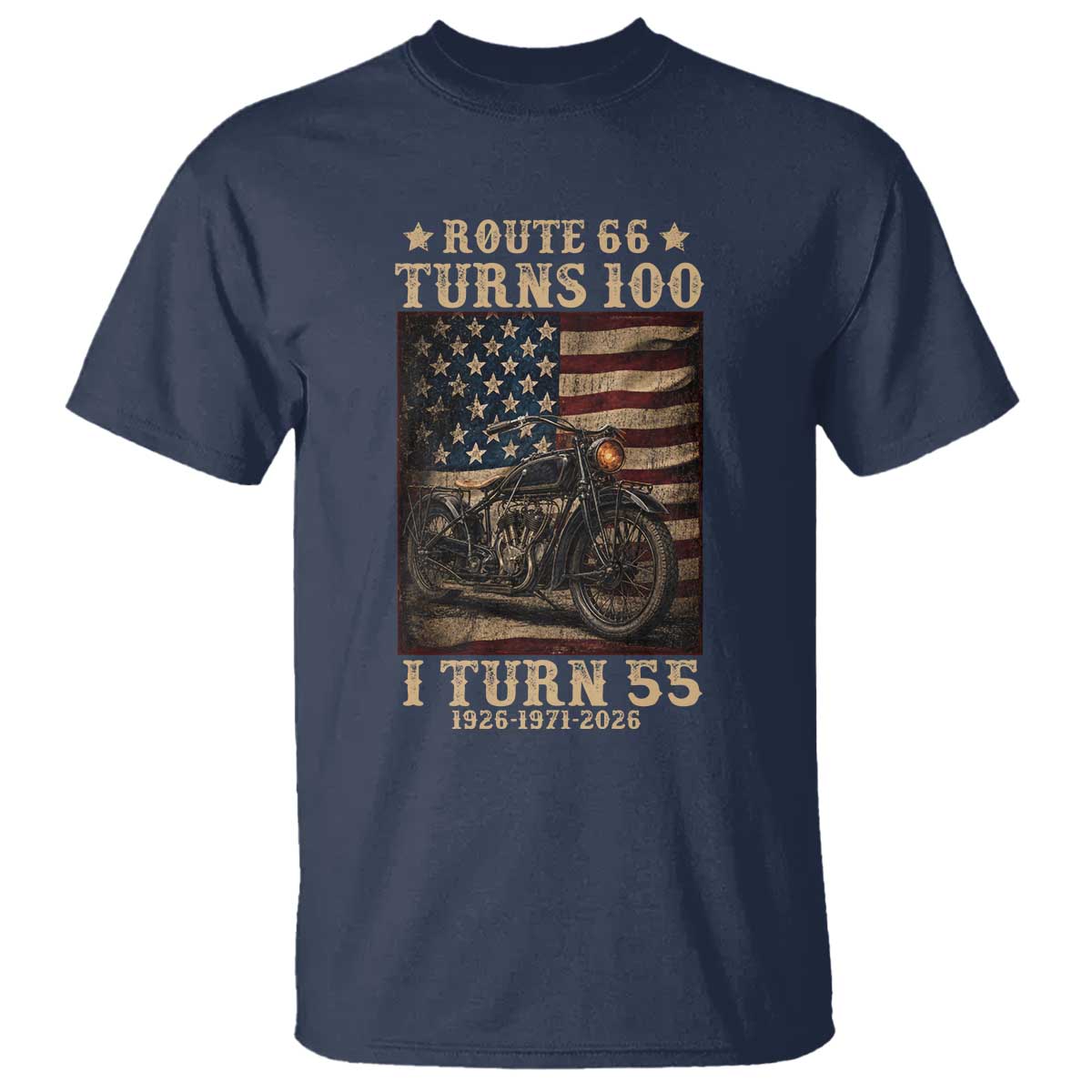 Route Highway 66 Turns 100 I Turn 55 T Shirt Vintage 1971 American Motorcycle Lover 55th Birthday Gift