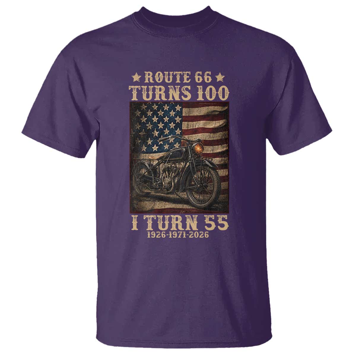 Route Highway 66 Turns 100 I Turn 55 T Shirt Vintage 1971 American Motorcycle Lover 55th Birthday Gift