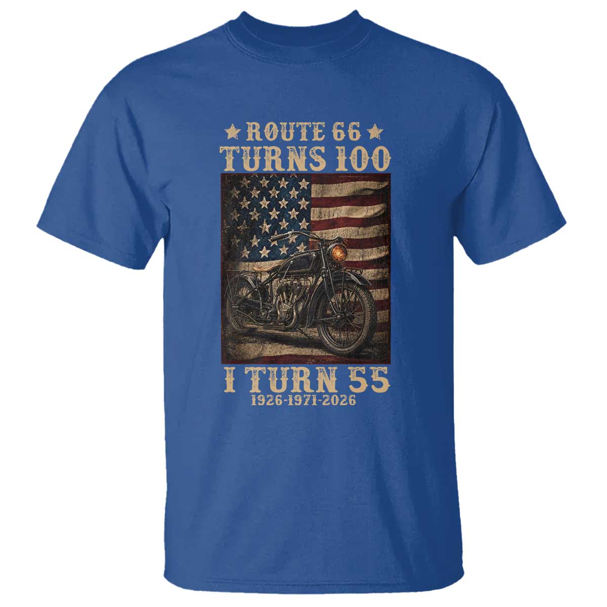 Route Highway 66 Turns 100 I Turn 55 T Shirt Vintage 1971 American Motorcycle Lover 55th Birthday Gift