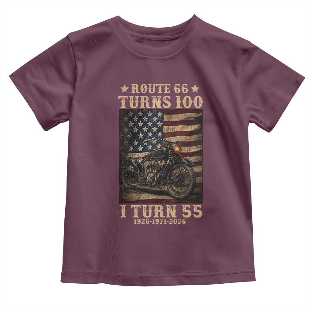 Route Highway 66 Turns 100 I Turn 55 Toddler T Shirt Vintage 1971 American Motorcycle Lover 55th Birthday Gift