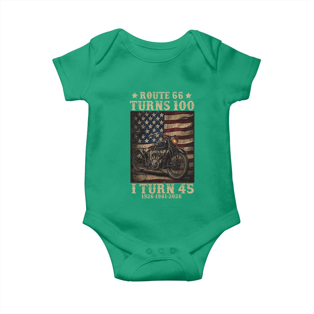 Route Highway 66 Turns 100 I Turn 45 Baby Onesie Vintage 1981 American Motorcycle Lover 45th Birthday Gift