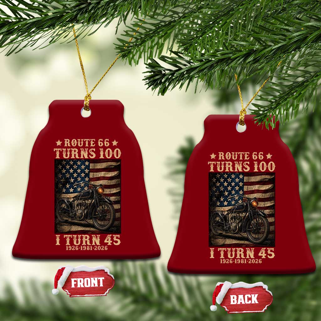 Route Highway 66 Turns 100 I Turn 45 Ceramic Ornament Vintage 1981 American Motorcycle Lover 45th Birthday Gift