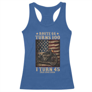 Route Highway 66 Turns 100 I Turn 45 Racerback Tank Top Vintage 1981 American Motorcycle Lover 45th Birthday Gift