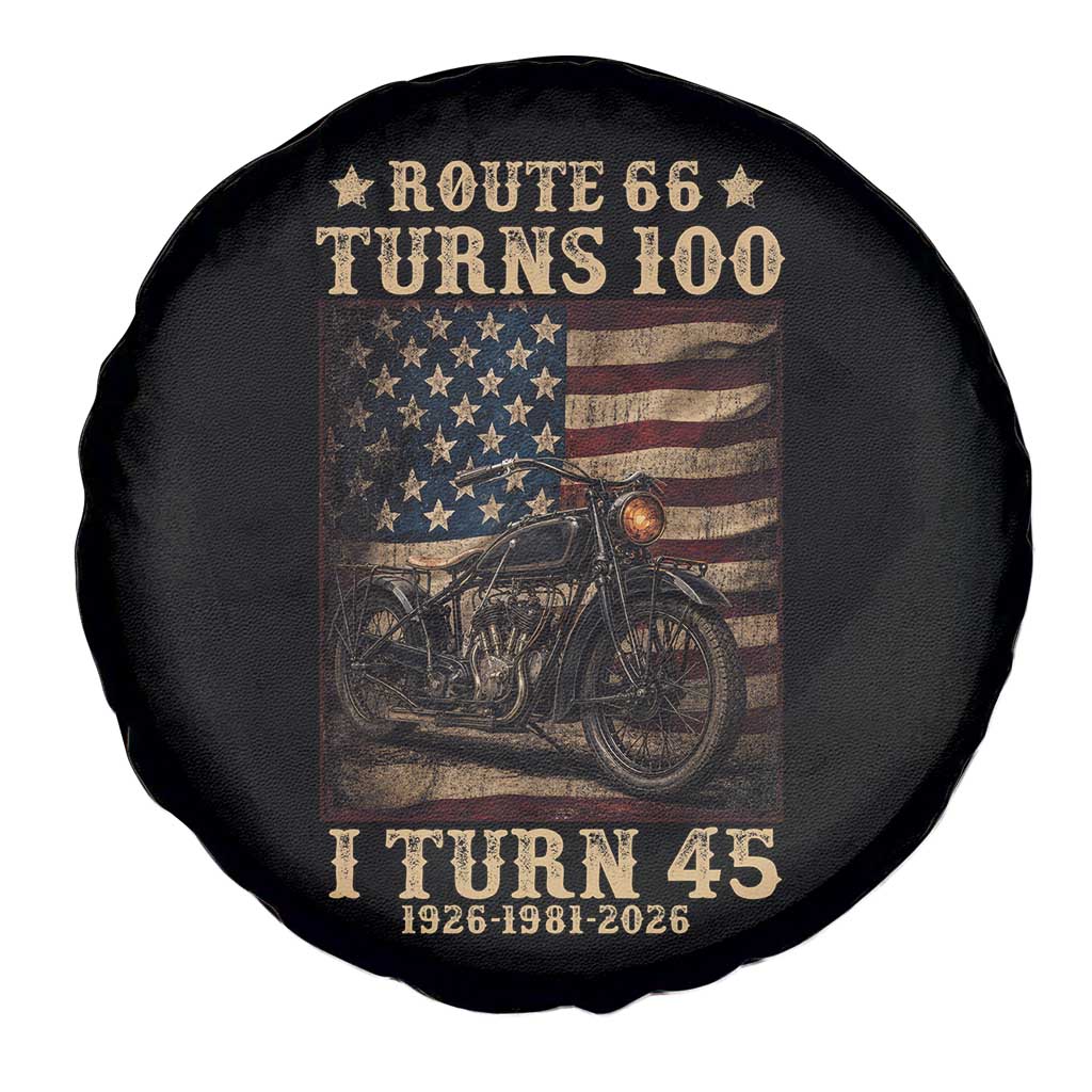 Route Highway 66 Turns 100 I Turn 45 Spare Tire Cover Vintage 1981 American Motorcycle Lover 45th Birthday Gift