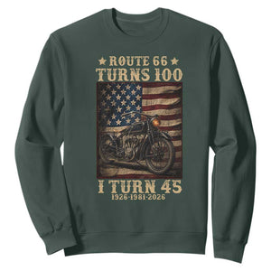 Route Highway 66 Turns 100 I Turn 45 Sweatshirt Vintage 1981 American Motorcycle Lover 45th Birthday Gift