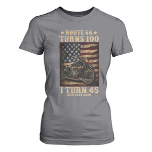 Route Highway 66 Turns 100 I Turn 45 T Shirt For Women Vintage 1981 American Motorcycle Lover 45th Birthday Gift