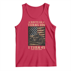 Route Highway 66 Turns 100 I Turn 45 Tank Top Vintage 1981 American Motorcycle Lover 45th Birthday Gift