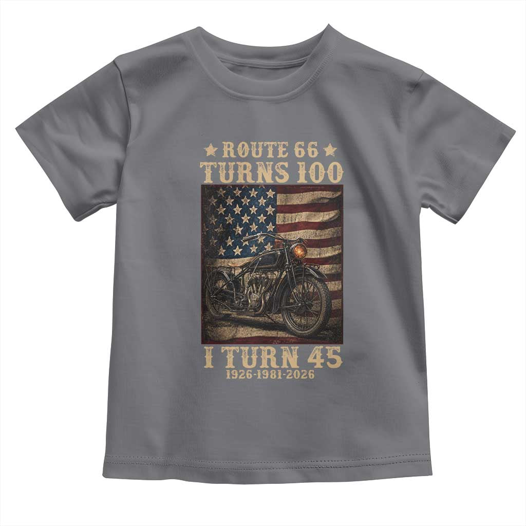 Route Highway 66 Turns 100 I Turn 45 Toddler T Shirt Vintage 1981 American Motorcycle Lover 45th Birthday Gift
