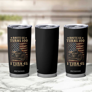 Route Highway 66 Turns 100 I Turn 45 Tumbler Cup Vintage 1981 American Motorcycle Lover 45th Birthday Gift