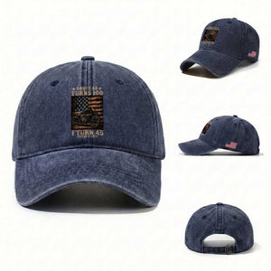Route Highway 66 Turns 100 I Turn 45 Washed Cotton Baseball Cap Vintage 1981 American Motorcycle Lover 45th Birthday Gift