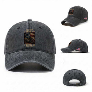 Route Highway 66 Turns 100 I Turn 45 Washed Cotton Baseball Cap Vintage 1981 American Motorcycle Lover 45th Birthday Gift