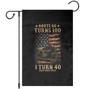 Route Highway 66 Turns 100 I Turn 40 Garden Flag Vintage 1986 American Motorcycle Lover 40th Birthday Gift