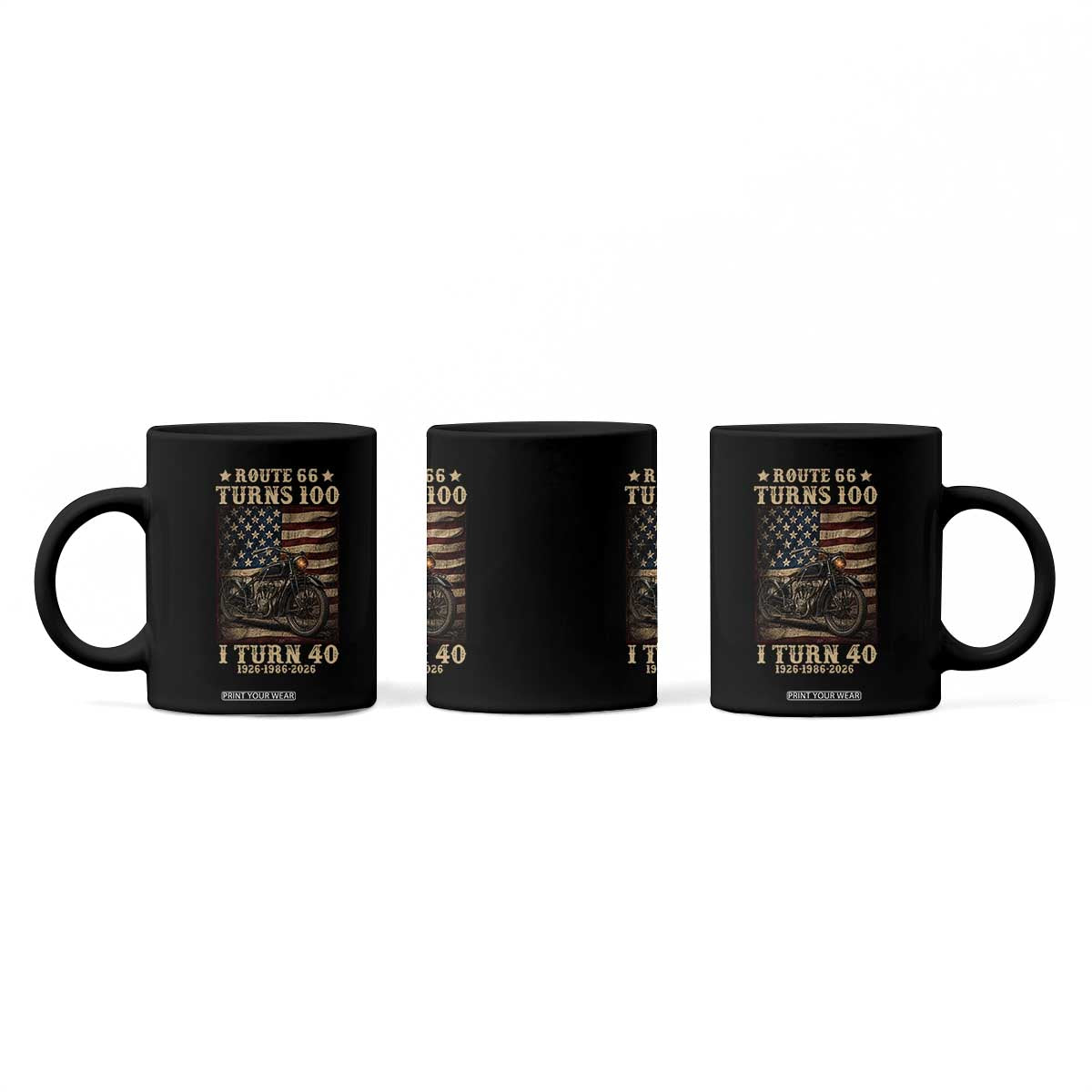 Route Highway 66 Turns 100 I Turn 40 Coffee Mug Vintage 1986 American Motorcycle Lover 40th Birthday Gift