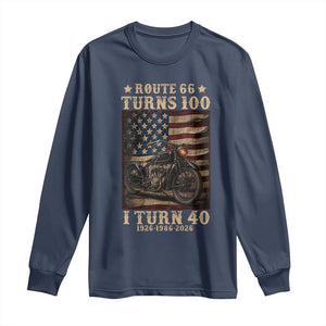 Route Highway 66 Turns 100 I Turn 40 Long Sleeve Shirt Vintage 1986 American Motorcycle Lover 40th Birthday Gift