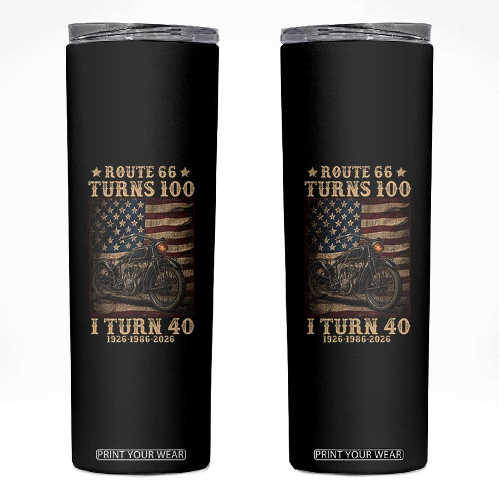 Route Highway 66 Turns 100 I Turn 40 Skinny Tumbler Vintage 1986 American Motorcycle Lover 40th Birthday Gift