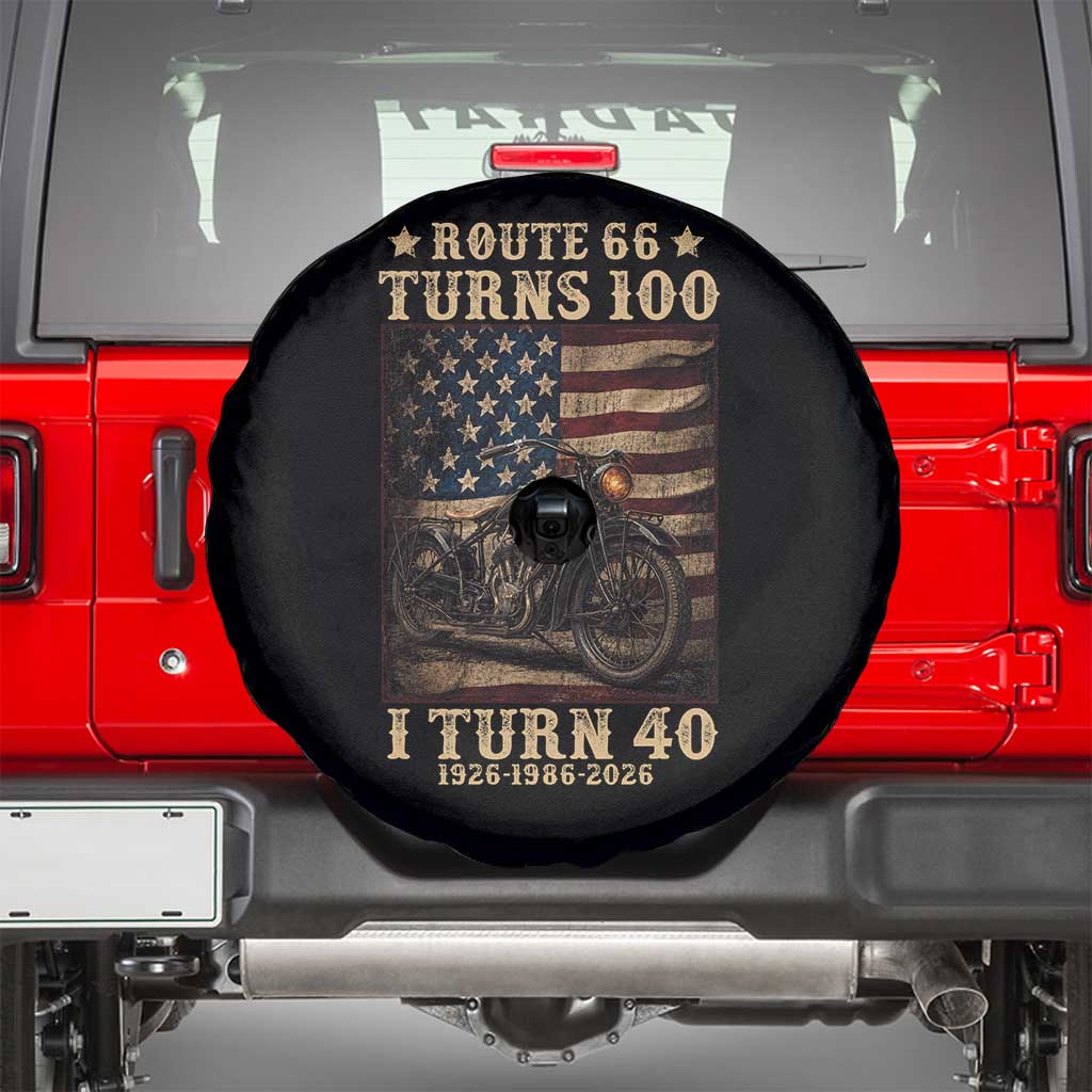 Route Highway 66 Turns 100 I Turn 40 Spare Tire Cover Vintage 1986 American Motorcycle Lover 40th Birthday Gift