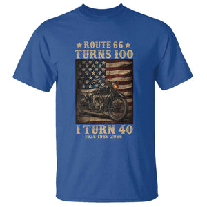 Route Highway 66 Turns 100 I Turn 40 T Shirt Vintage 1986 American Motorcycle Lover 40th Birthday Gift