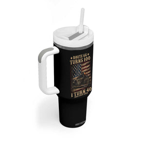 Route Highway 66 Turns 100 I Turn 40 Tumbler With Handle Vintage 1986 American Motorcycle Lover 40th Birthday Gift