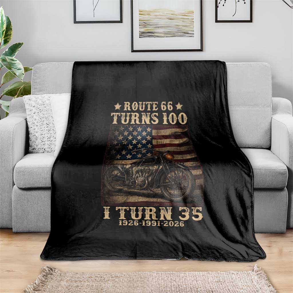 Route Highway 66 Turns 100 I Turn 35 Throw Blanket Vintage 1991 American Motorcycle Lover 35th Birthday Gift