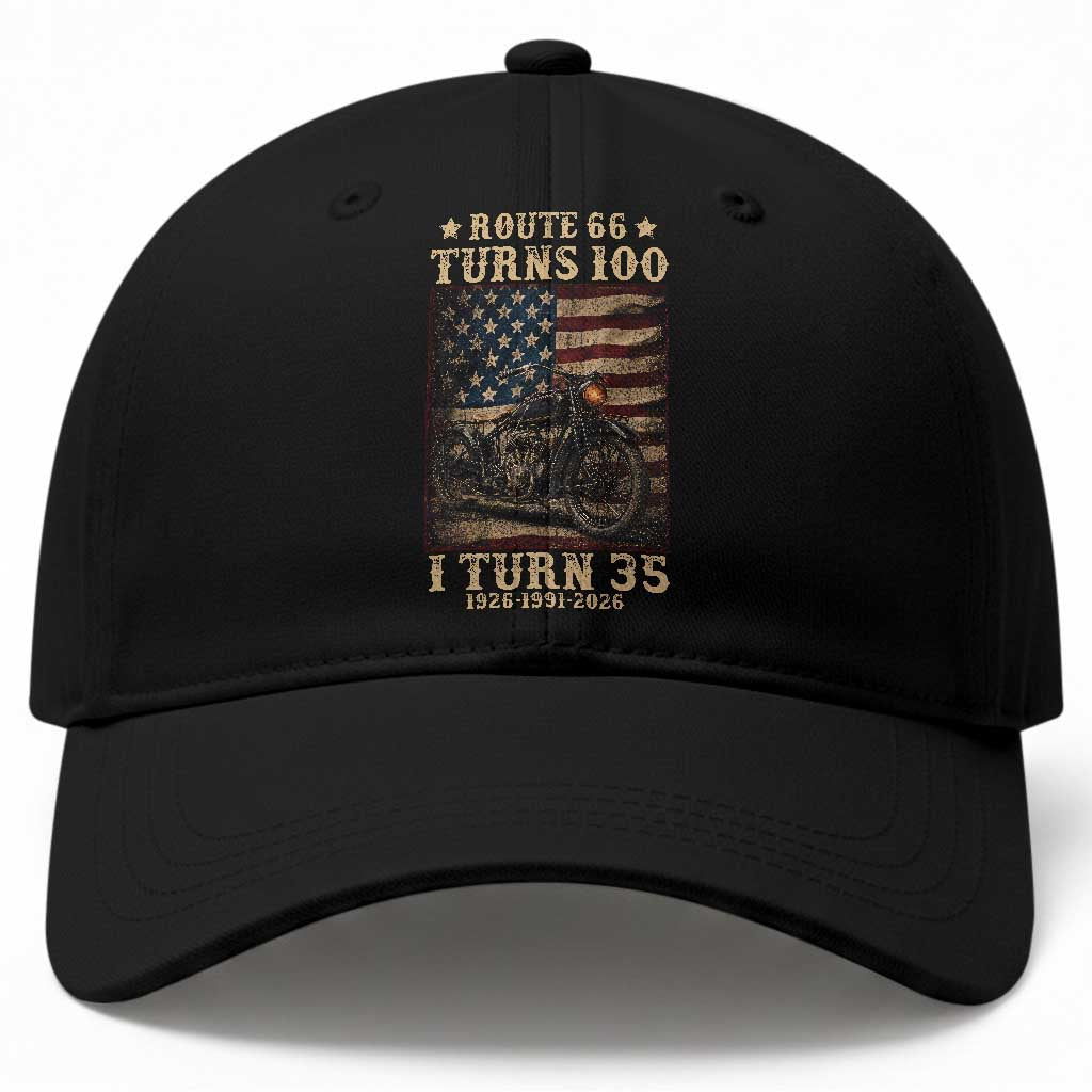 Route Highway 66 Turns 100 I Turn 35 Baseball Cap Vintage 1991 American Motorcycle Lover 35th Birthday Gift TS14 Print Your Wear
