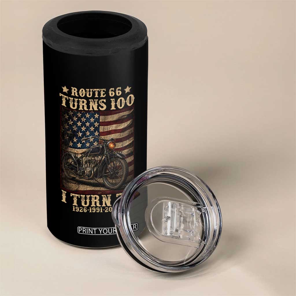 Route Highway 66 Turns 100 I Turn 35 4 in 1 Can Cooler Tumbler Vintage 1991 American Motorcycle Lover 35th Birthday Gift