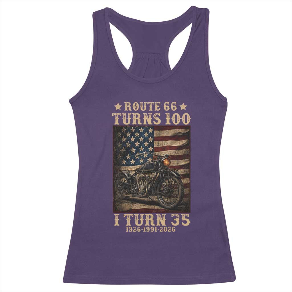 Route Highway 66 Turns 100 I Turn 35 Racerback Tank Top Vintage 1991 American Motorcycle Lover 35th Birthday Gift