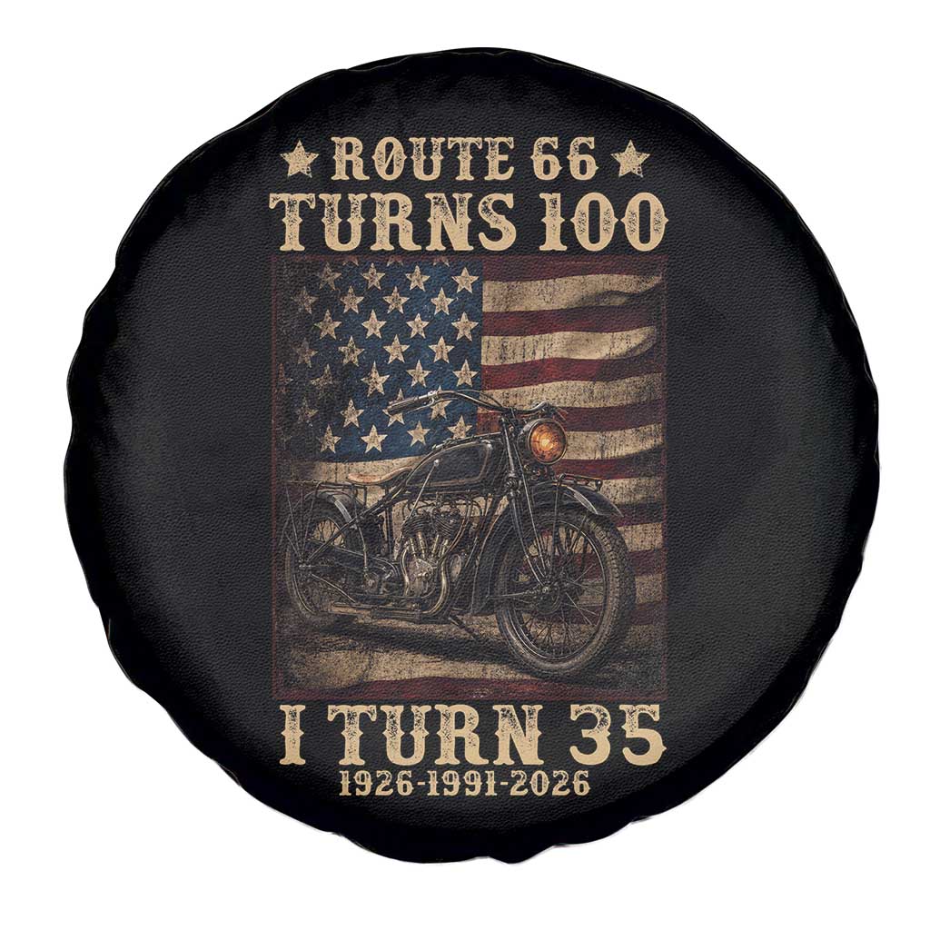 Route Highway 66 Turns 100 I Turn 35 Spare Tire Cover Vintage 1991 American Motorcycle Lover 35th Birthday Gift