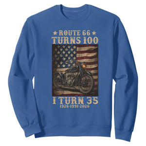 Route Highway 66 Turns 100 I Turn 35 Sweatshirt Vintage 1991 American Motorcycle Lover 35th Birthday Gift