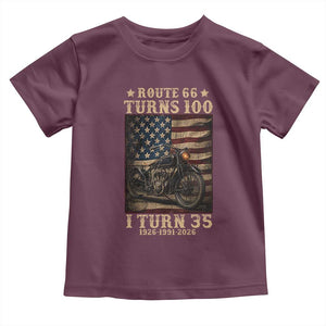 Route Highway 66 Turns 100 I Turn 35 Toddler T Shirt Vintage 1991 American Motorcycle Lover 35th Birthday Gift
