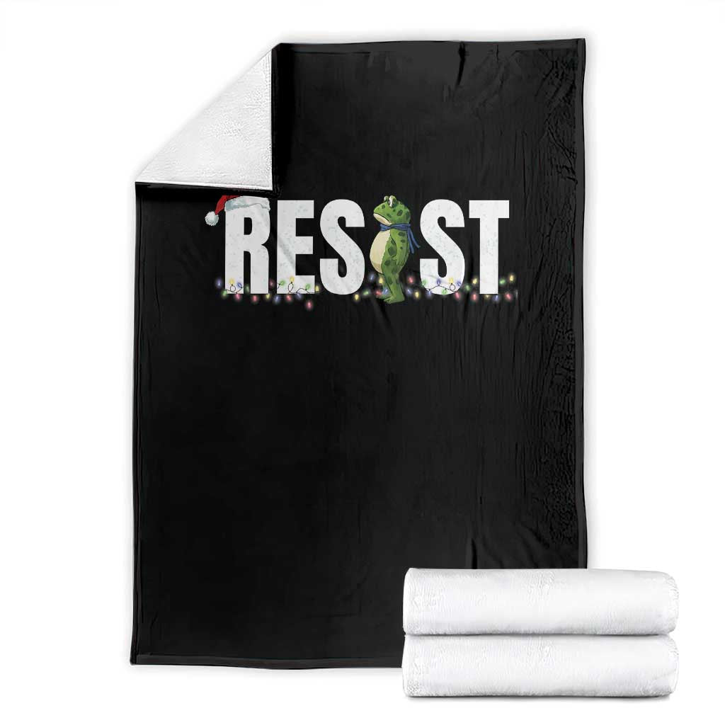 Resist Frog Christmas Throw Blanket Funny Portland Protest ICE Activist Meme 2025 - Print Your Wear