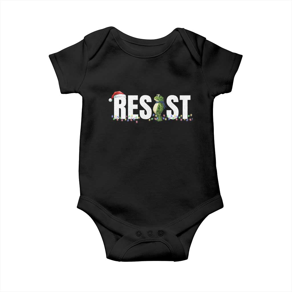 Resist Frog Christmas Baby Onesie Funny Portland Protest ICE Activist Meme 2025 TS14 Black Print Your Wear