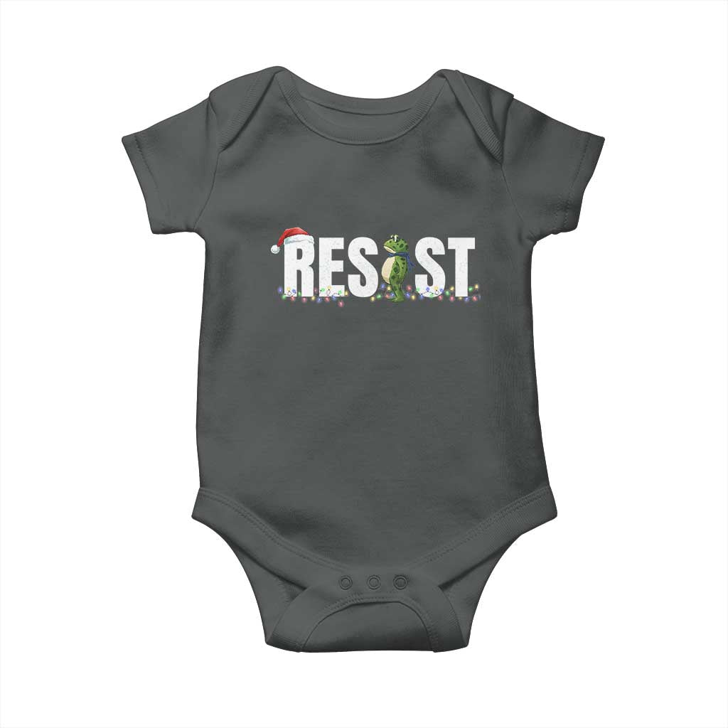 Resist Frog Christmas Baby Onesie Funny Portland Protest ICE Activist Meme 2025 TS14 Dark Heather Print Your Wear