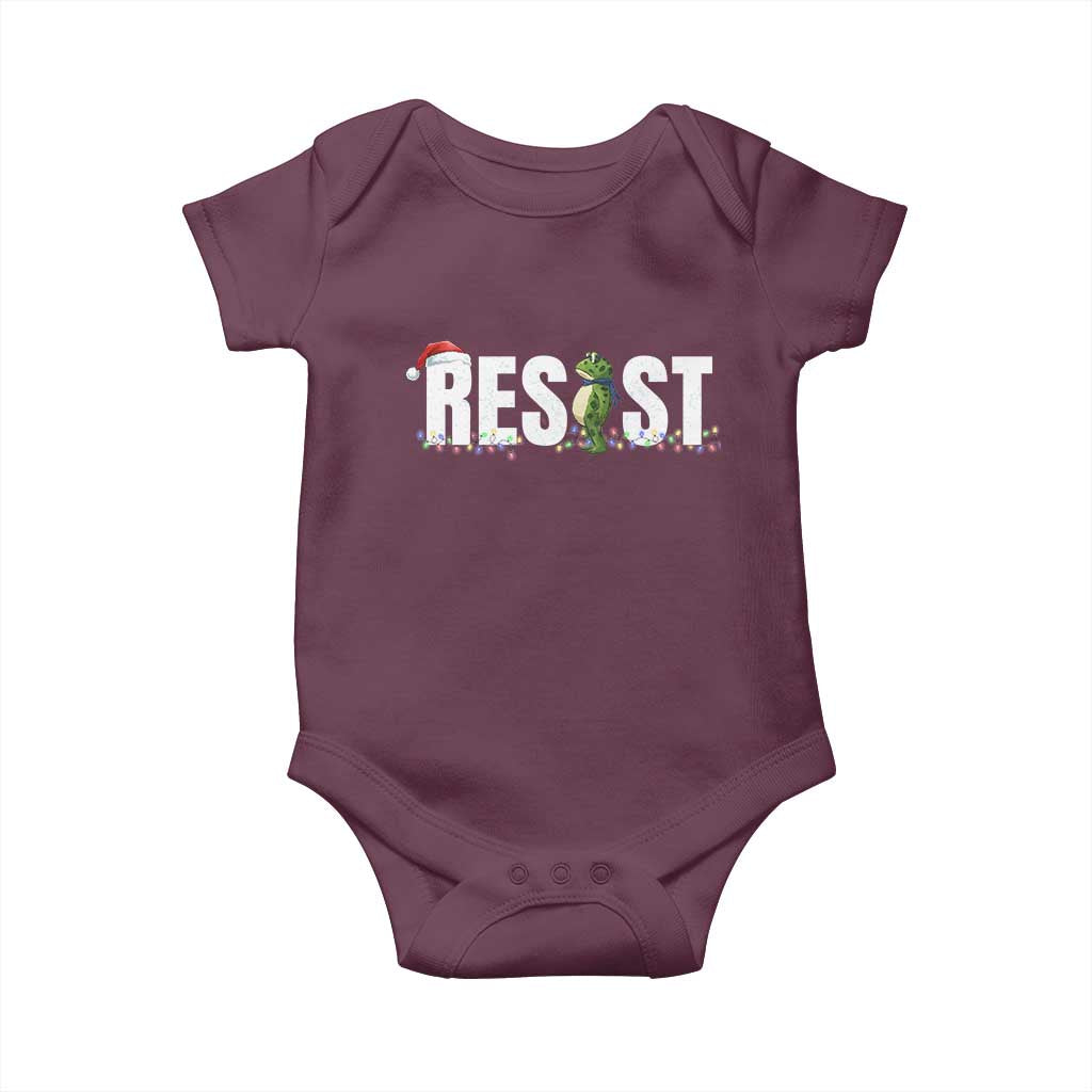 Resist Frog Christmas Baby Onesie Funny Portland Protest ICE Activist Meme 2025 TS14 Maroon Print Your Wear