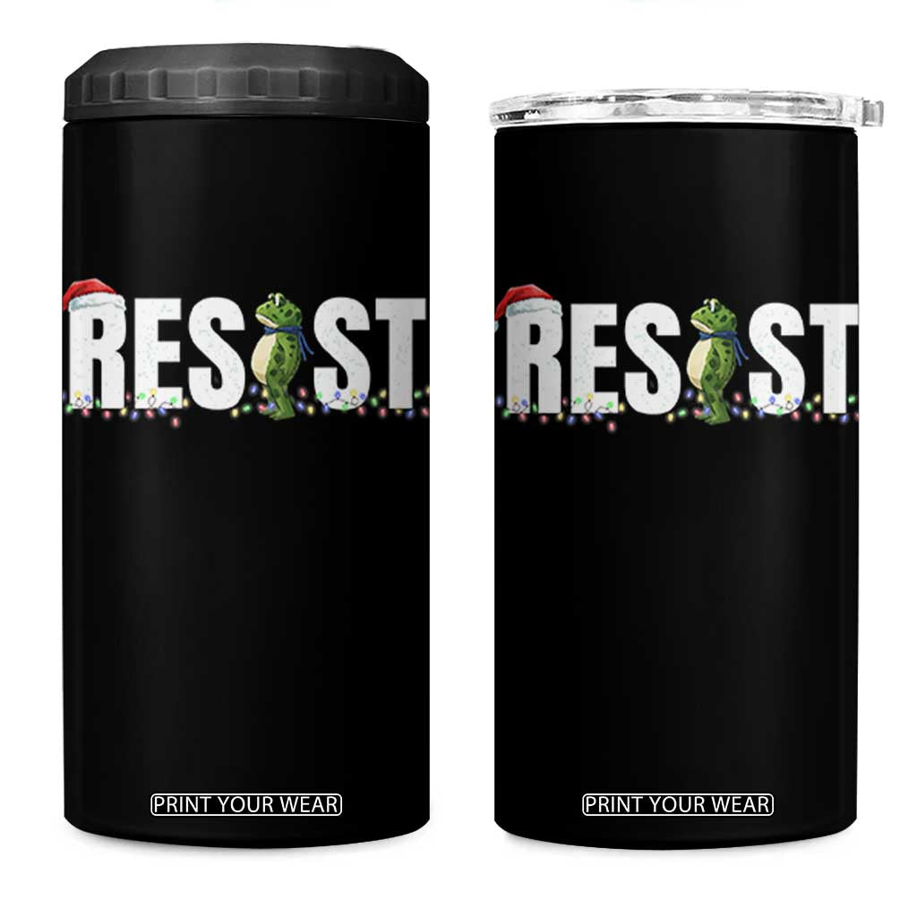 Resist Frog Christmas 4 in 1 Can Cooler Tumbler Funny Portland Protest ICE Activist Meme 2025 - Print Your Wear