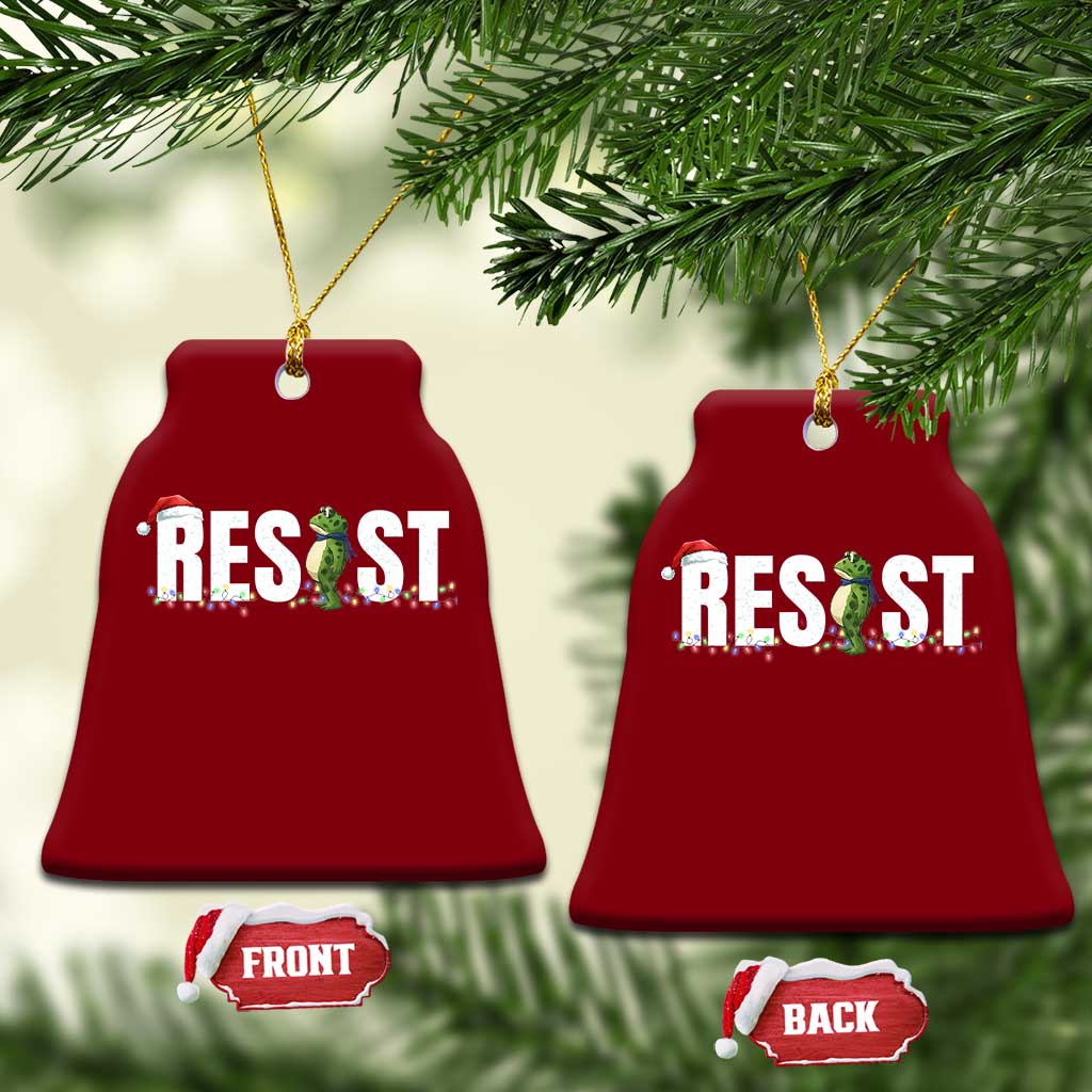 Resist Frog Xmas Ceramic Ornament Funny Portland Protest ICE Activist Meme 2025 - Print Your Wear
