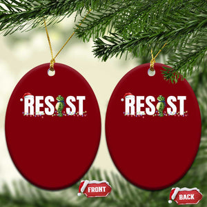 Resist Frog Xmas Ceramic Ornament Funny Portland Protest ICE Activist Meme 2025 - Print Your Wear