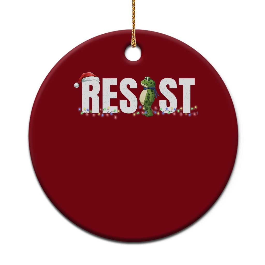 Resist Frog Xmas Ceramic Ornament Funny Portland Protest ICE Activist Meme 2025 - Print Your Wear