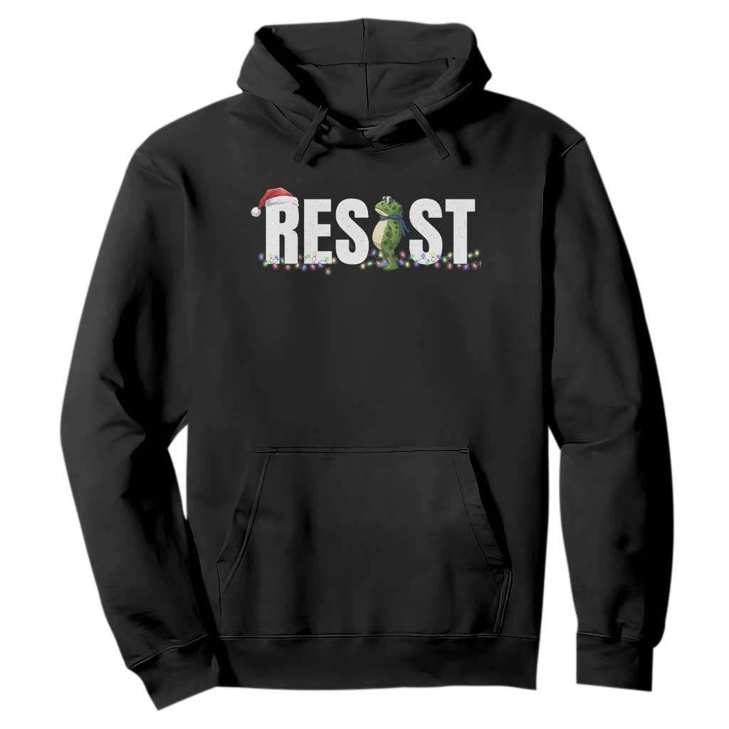 Resist Frog Christmas Hoodie Funny Portland Protest ICE Activist Meme 2025 - Print Your Wear