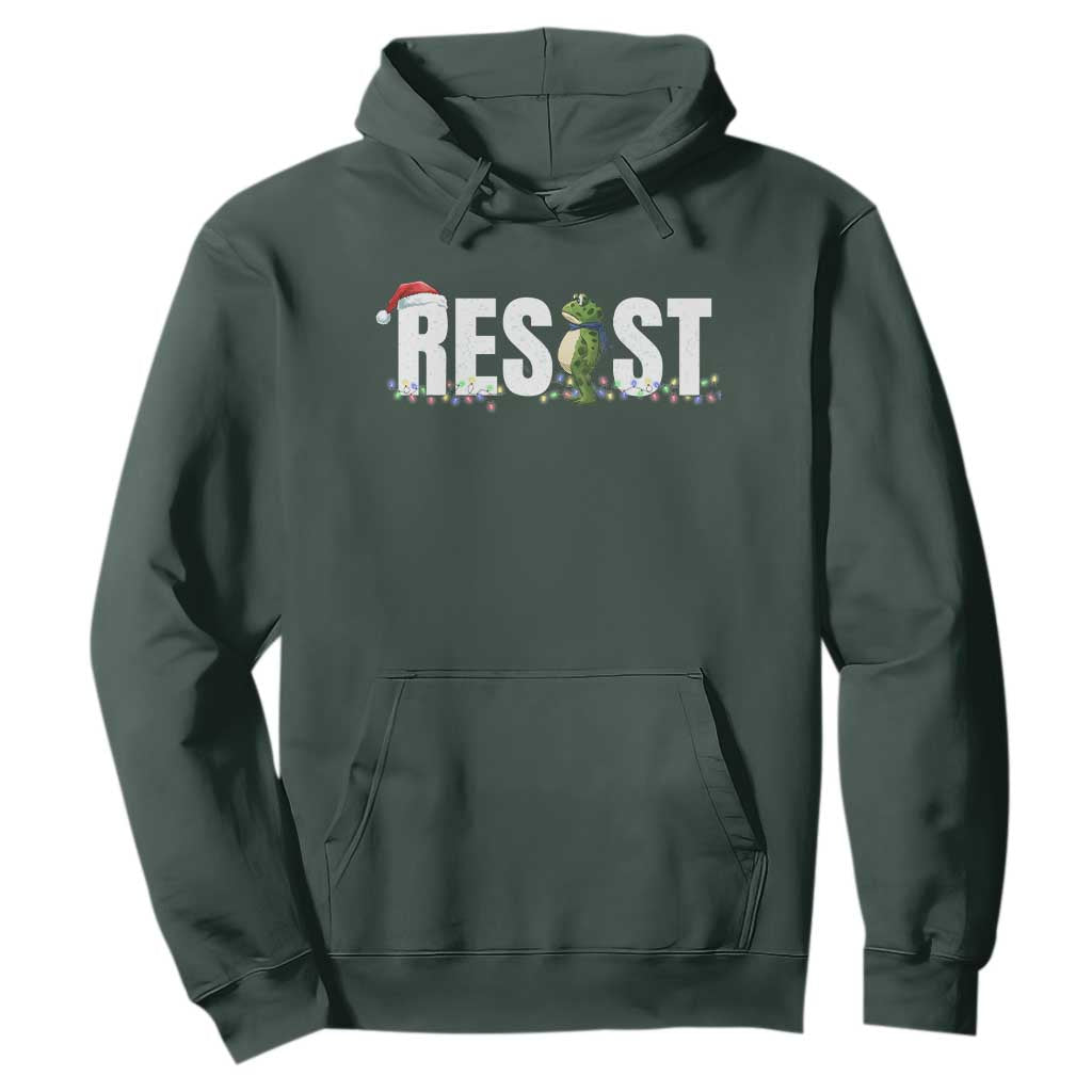 Resist Frog Christmas Hoodie Funny Portland Protest ICE Activist Meme 2025 TS14 Dark Forest Green Print Your Wear