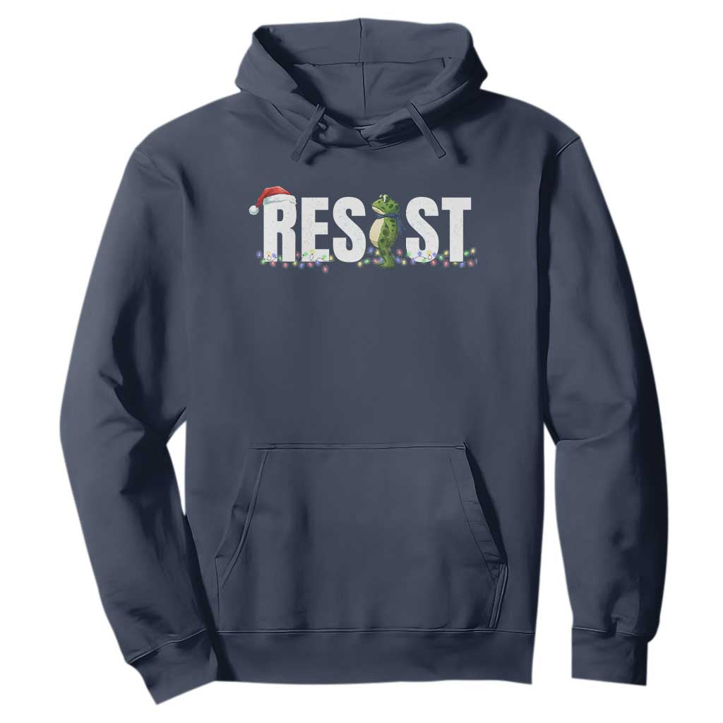 Resist Frog Christmas Hoodie Funny Portland Protest ICE Activist Meme 2025 TS14 Navy Print Your Wear