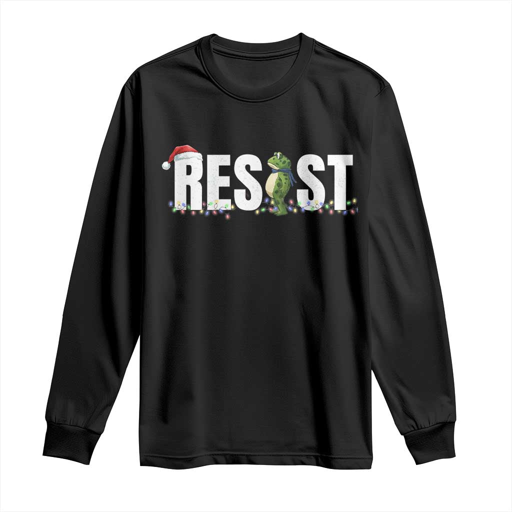 Resist Frog Christmas Long Sleeve Shirt Funny Portland Protest ICE Activist Meme 2025 - Print Your Wear
