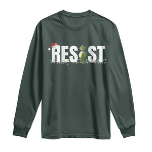 Resist Frog Christmas Long Sleeve Shirt Funny Portland Protest ICE Activist Meme 2025 TS14 Dark Forest Green Print Your Wear