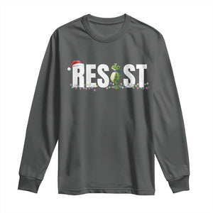 Resist Frog Christmas Long Sleeve Shirt Funny Portland Protest ICE Activist Meme 2025 TS14 Dark Heather Print Your Wear